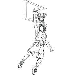 Basketball Player Scoring High Energy Slam Dunk © Aroastock