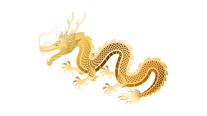 Obraz premium Golden oriental chinese dragon isolated on white background symbol of luck