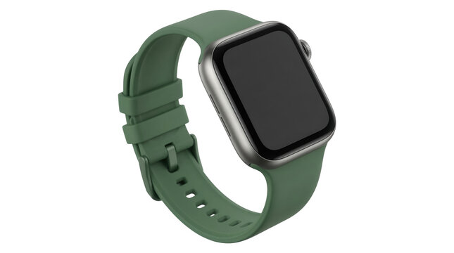 Green Strap Smartwatch Fitness Tracker Touchscreen Wearable Health Activity Monitor Isolated PNG with Transparent Background