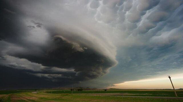 Severe Weather Supercell with Rotating Updraft and Turbulent Clouds