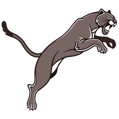 Puma attack in the jump image vector illustration isolated on white background. © edit