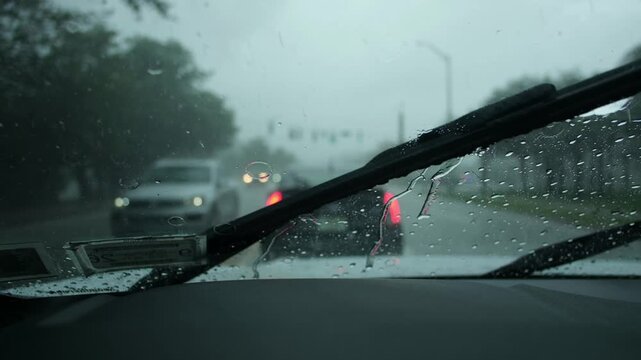 A Drivers Point of View POV from a car driving the highway in Miami.