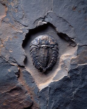 A remarkable Trilobite fossil embedded in rock, a glimpse into prehistoric life