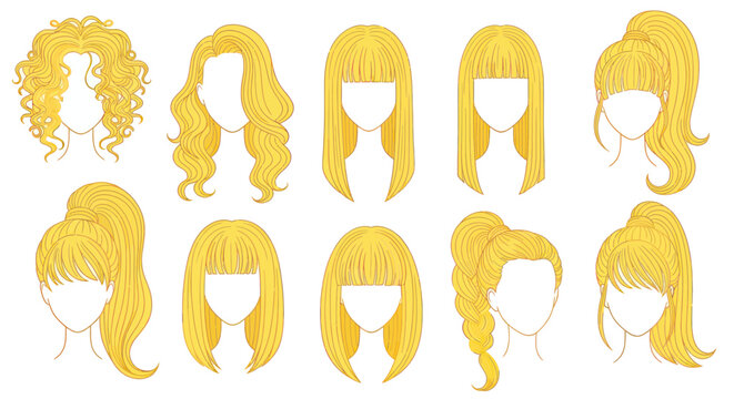 Blonde Hairstyles Collection: Wigs, Braids, Ponytails, Curls, Bangs