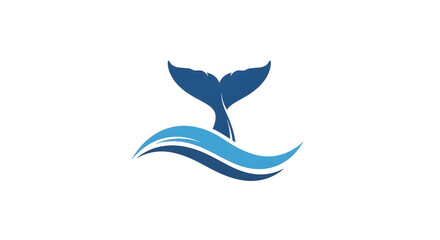 Naklejka premium whale tail logo with ocean waves -Generated AI