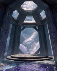 A breathtaking architectural structure with an open roof and a majestic ambiance. The interplay of light and shadow creates an atmosphere of wonder