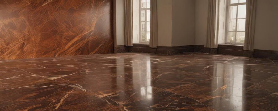 Vitrified tiles and dark brown marble slab combination in a polished interior setting,  modern house decor,  polished vitrified tiles,  home decor ideas