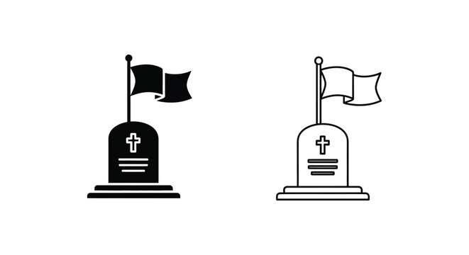 Set of 2 cemetery grave icons vector