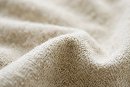 Close-Up of Undyed Wool Fabric Texture with Soft Diffused Light