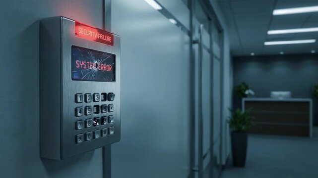 A security system with a red light and a red button