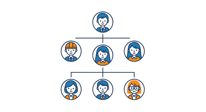 Illustration depicting family tree with people icons showing connections and lineage