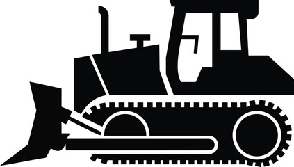 black bulldozer silhouette, construction vehicle icon © SHAH NIPU
