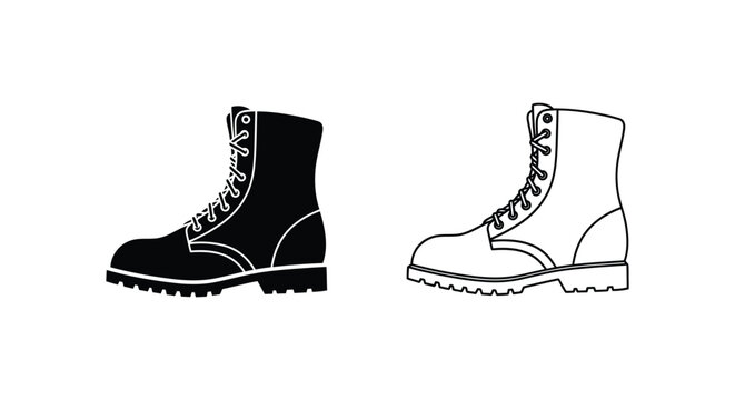 Set of 2 combat boot icons vector