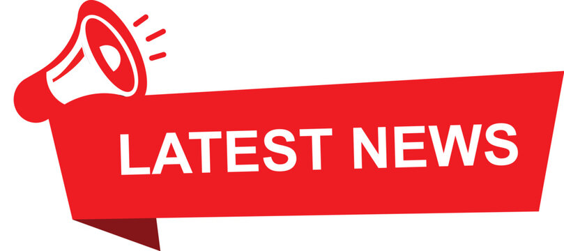 Red banner with megaphone announcing latest news