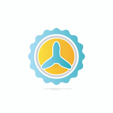 Propeller Icon in Circular Design with Blue and Yellow.