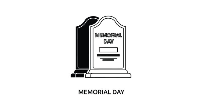 Memorial Day tombstone icon vector