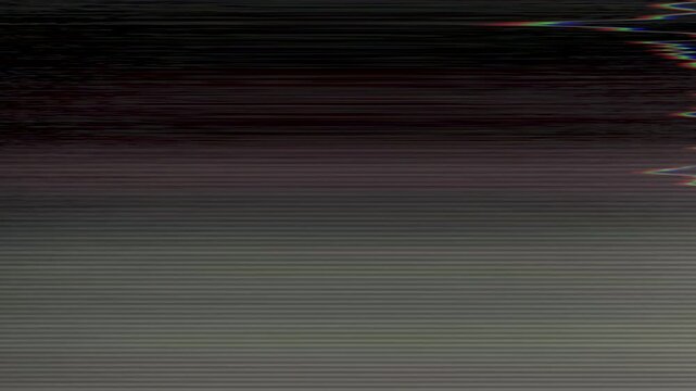 Television screen or computer display with heavy distortions noise static and glitch effects