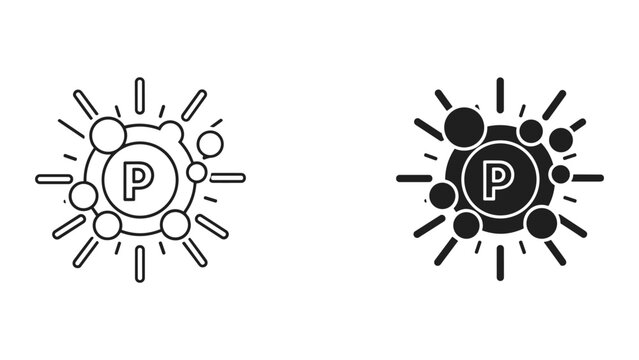 Phosphorus P Element Symbol Icon, Chemistry, Biology, Nutrition, Science, Medicine Concepts