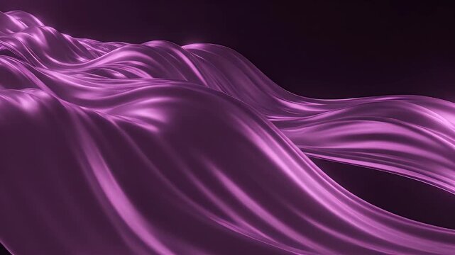 Abstract rendering shows flowing purple fabric with highlights, dark background