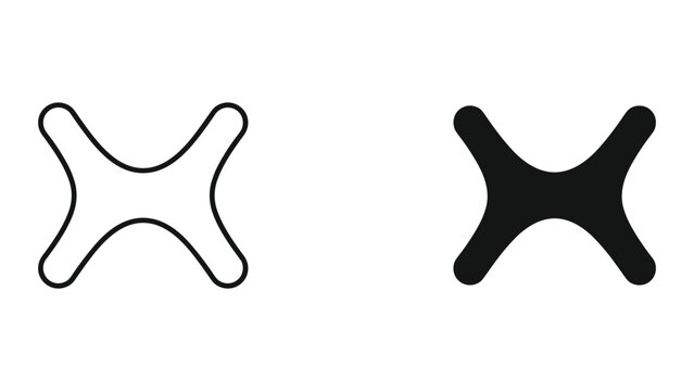 Abstract Shape Icon: Silhouette and Outline Forms on White Background