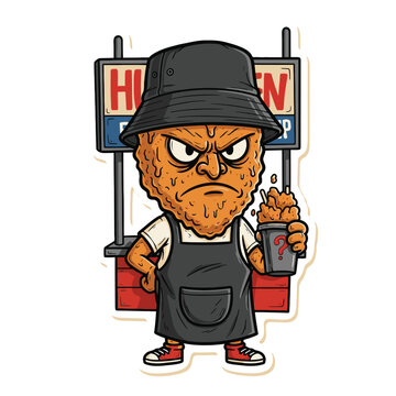 Cartoon character with angry expression.