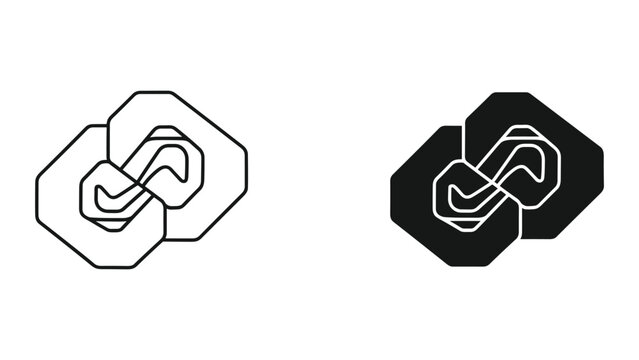 Interlocking Octagon Shapes with Infinity Symbol Outline and Filled Variants