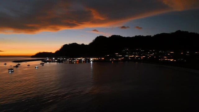 Jaco Beach Costa Rica Sunset, Pacific Coastline &amp; Tropical Ocean Waves
