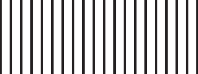 Obraz premium Repeated vertical black parallel straight lines on white background. Simple striped print. Structure of prison bar. Vector graphic minimalist illustration