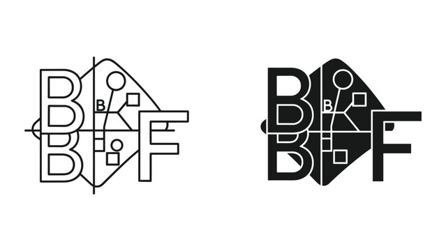 BBF Logo Design with Geometric Elements - Black and White