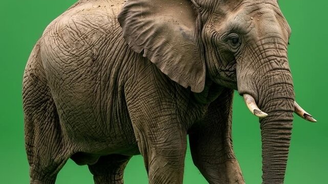 Elephant takes slow heavy steps forward with trunk moving naturally.