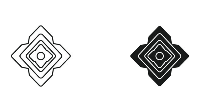 Geometric Abstract Symbol Icon, Outline and Solid Fill, Isolated on White Background