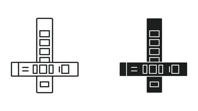 Inverted Cross Symbols: Line Art and Solid Black Icons Representing Anti-Christian or Gothic Themes