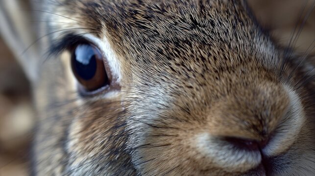 Extreme macro close up of wild rabbit eye looking at camera
