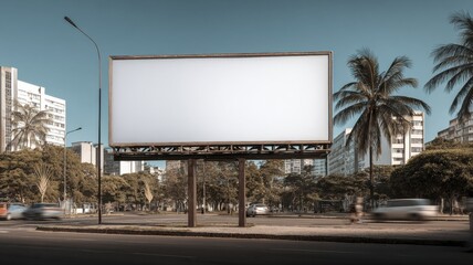 Obraz premium Blank Billboard on City Street: Advertisement Mockup, Urban Landscape, and Outdoor Advertising Space