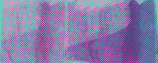 Fototapeta na wymiar Purple pink risograph texture background with linocut print effect. Hand drawn urban bg with halftone distress overlay print. Blue turquoise glitch graphic abstract wallpaper.