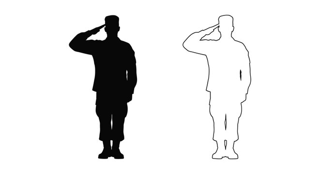 Set of 2 soldier saluting vector icons
