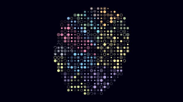 Nauru animated country shape. Pulsating colored dots on the map of the country. Large size circle blocks. Digital style Nauru map on dark background. Plain animation video.