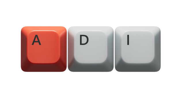 Lettering adi on Computer keyboard keys.close up of Computer keyboard keys,Business Concept.Supports PNG files with transparent backgrounds.