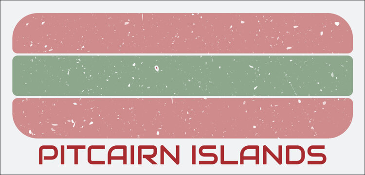 Pitcairn Islands vintage logo. Shape of the country on retro colored stripes background. Pitcairn Islands map design with grunge scratch texture. Vector illustration.