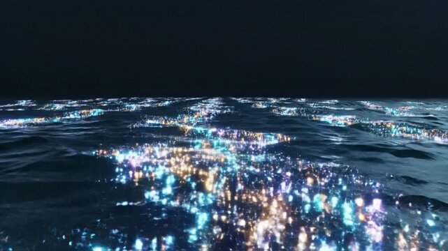 Abstract Digital Ocean of Lights, Future Data Stream Network, AI Technology