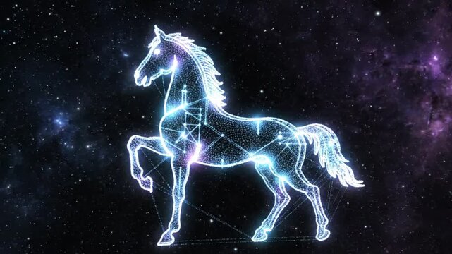 Constellation Pegasus Horse Galaxy Art, Star Map, Cosmic Horse Outline, Space Fantasy Illustration