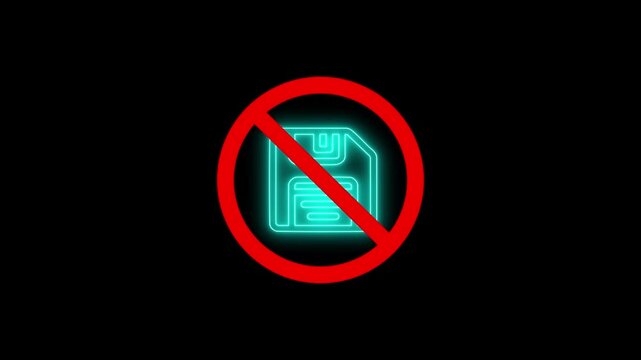 Floppy disk forbidden sign glitching motion