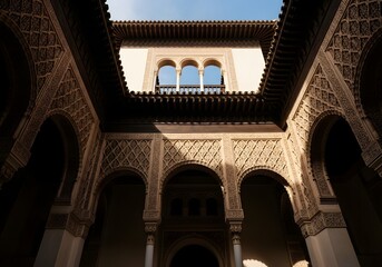 Obraz premium Alcazar of seville interior courtyard moorish architecture