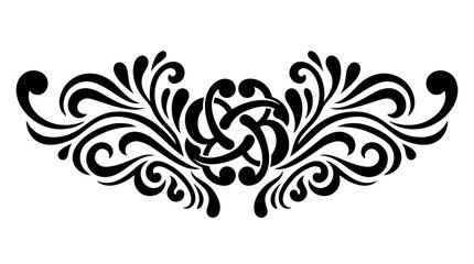 Black ornamental floral flourish decorative vector motif. © pixel*