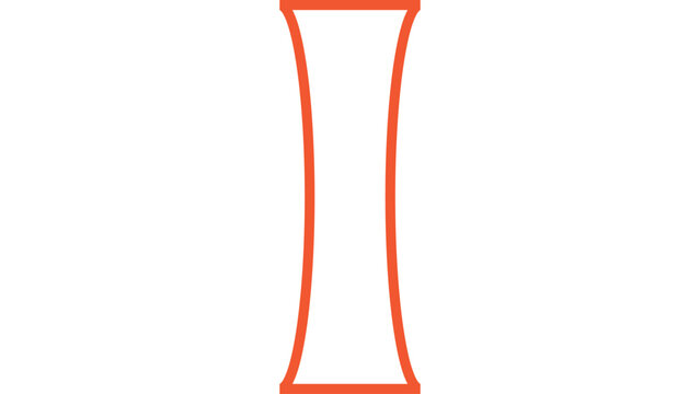Orange outline of a biconcave lens or hourglass shape vector graphic on a white background