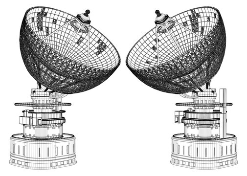 Satellite Dish Vector. An Illustration of a Technical Blueprint Shows Two Satellite Dish Designs Isolated on a White Background.
The Technical Blueprint Shows Two Satellite Dish Designs. 