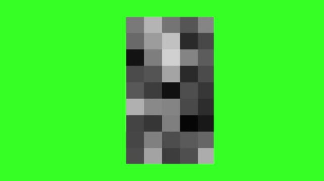 Abstract vertical square mosaic blur censored animation on green screen background 4K