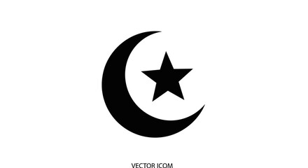 Fototapeta premium Crescent Moon and Star Symbol Icon.