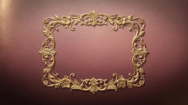 Elegant vintage gold floral frame on textured brown background for classic decorative design