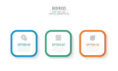 Obraz premium Three steps business infographic template with icons for process and strategy